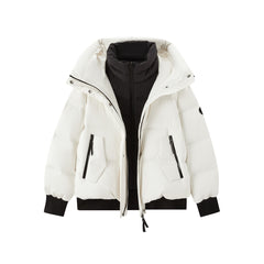 Women's Short Layered-Look Hooded Down Jacket