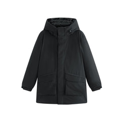 Men's Water-Repellent Hooded Mid-Length Down Jacket