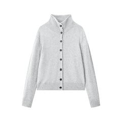Women's Wool-Cashmere Blend Mock-Neck Cardigan