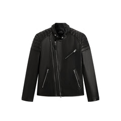 Men's Zip-Detail Moto Leather Jacket
