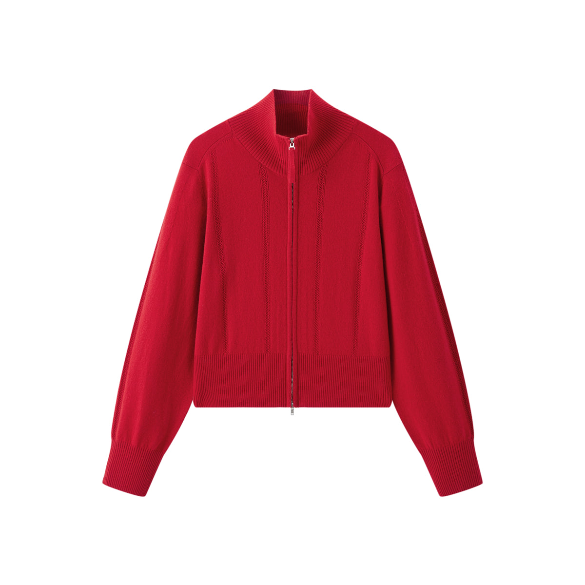 Women's Pure Wool Cropped Stand-Collar Cardigan