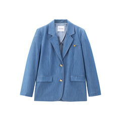 Women's Denim-Like Suit Jacket Blazer