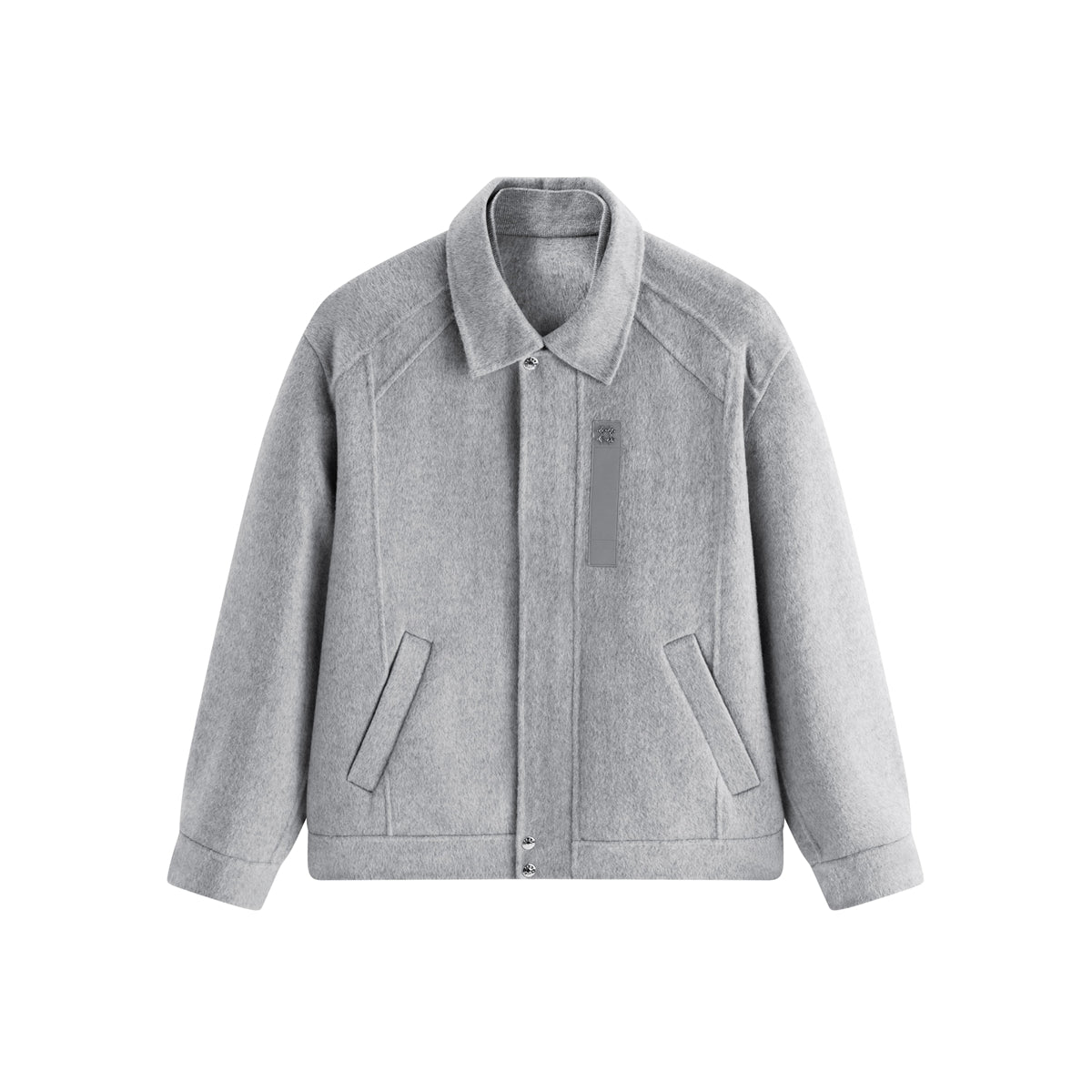 Men's Grey Wool-Blend Textured Jacket