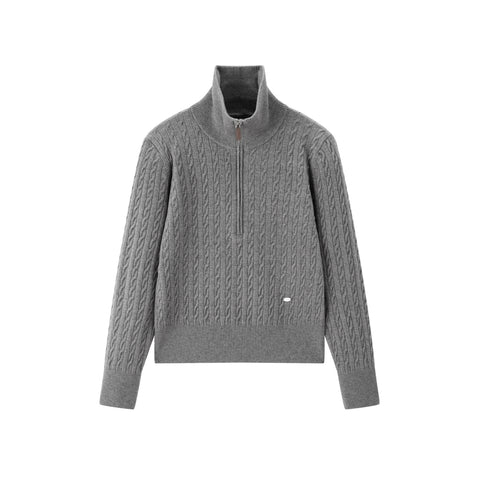 Peacebird Women *US Final Sale* Women's Short Cable-Knit Half-Zip Sweater