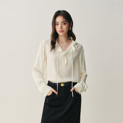 Women's Ruffled-Collar Chiffon Blouse