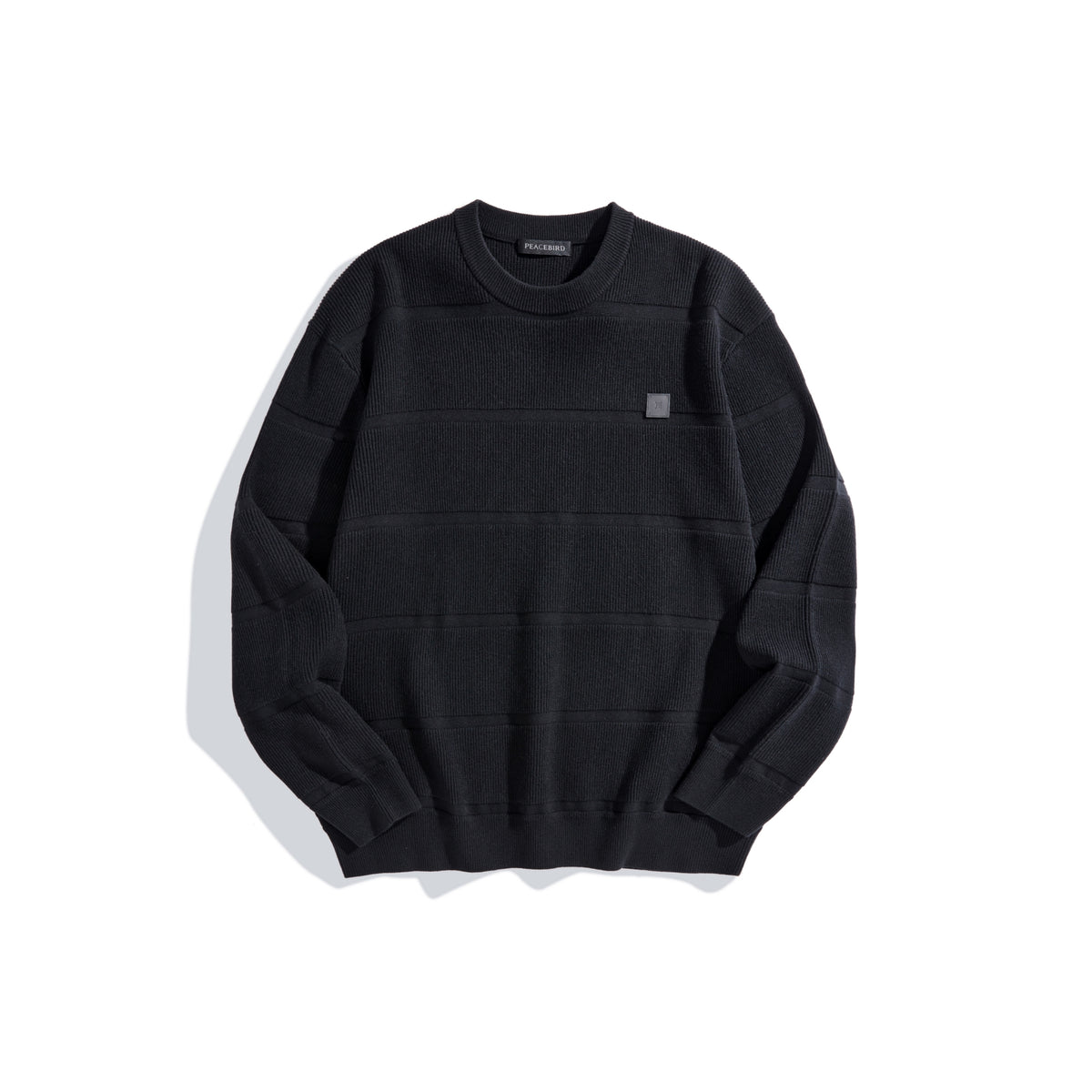 Men's Black Striped Textured Pullover