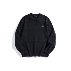 Men's Black Striped Textured Pullover