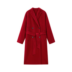 Women's Oversized Extra-Long Wool Coat with Belt