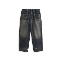 Men's Vintage Distressed Ripped Wide-Leg Cotton Jeans
