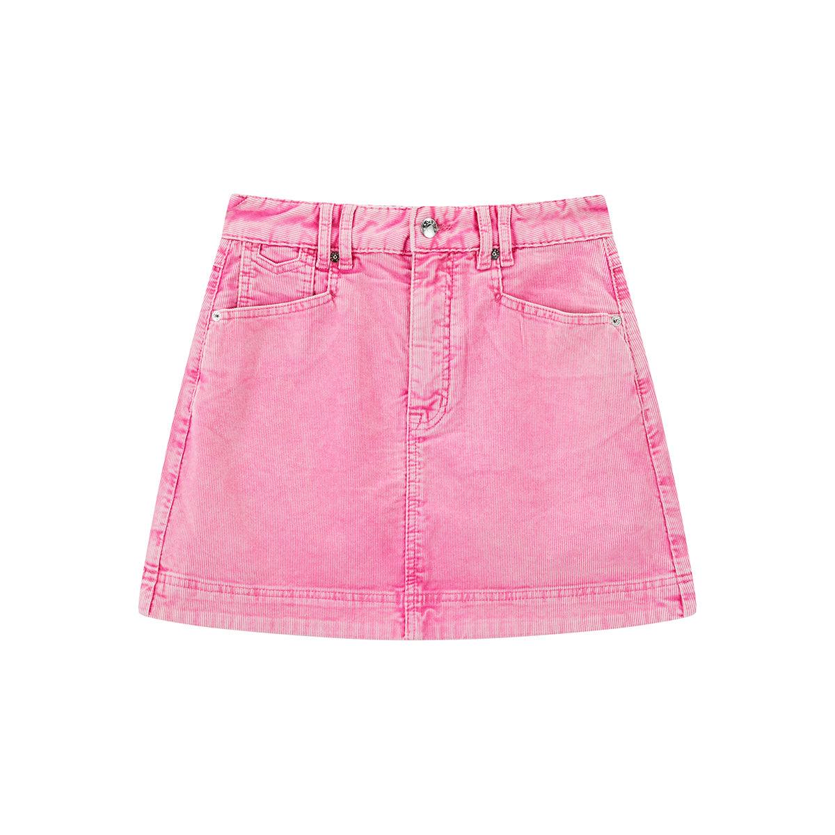 Women's Pink Corduroy Washed Denim Skirt