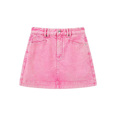 Women's Pink Corduroy Washed Denim Skirt