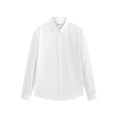 Men's Slim-Fit White Long-Sleeve Shirt