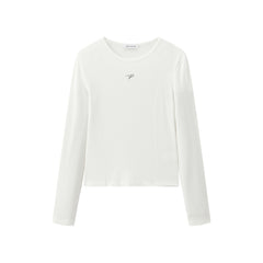 Women's Short Tonal Panel Tencel Long-Sleeve T-Shirt