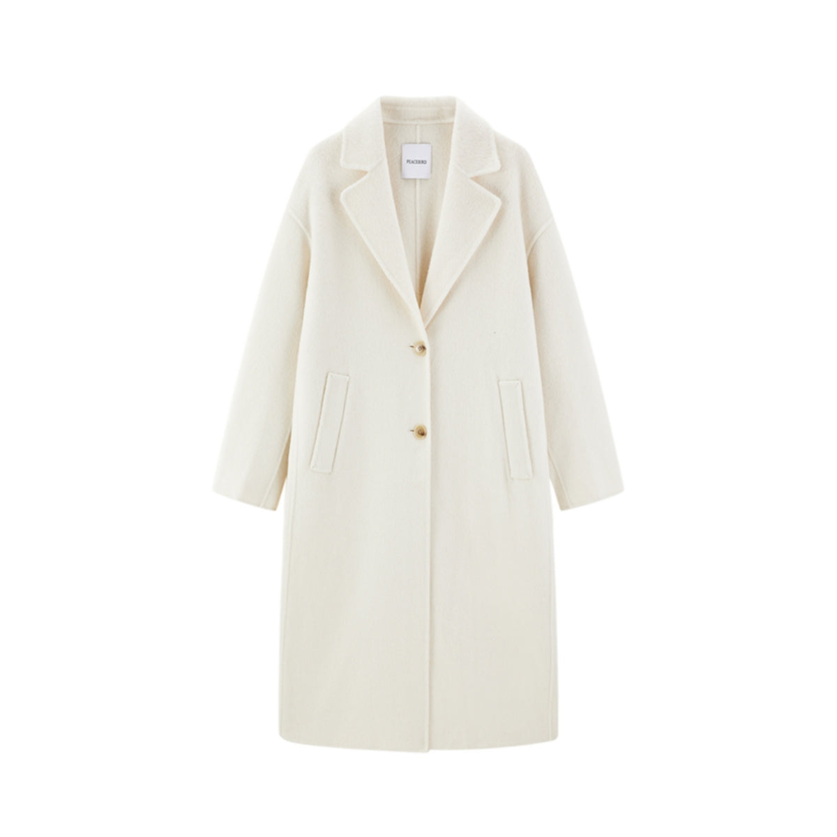 Women's Beige Straight Wool Coat