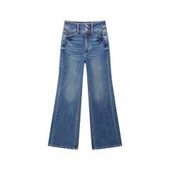 Women's Vintage Washed High-Waist Flared Jeans