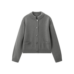 Women's Pure Wool Solid Knit Cardigan