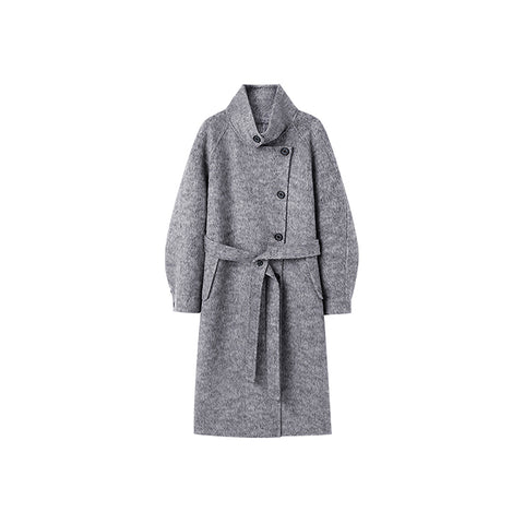 *US Final Sale* Women's Extra Long Wool Coat with Silk and Alpaca