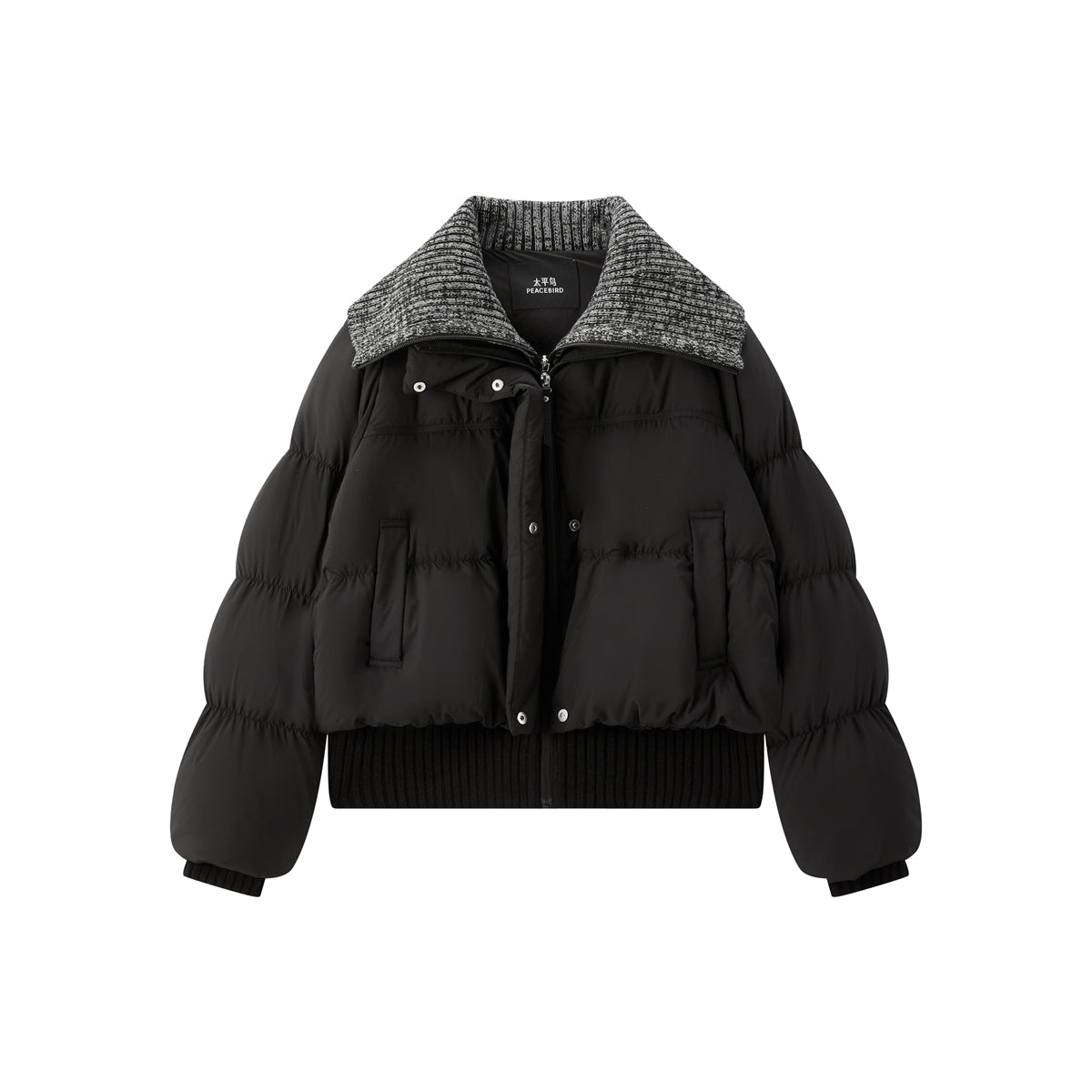 Women's Knit-Panel Short Oversized Down Jacket