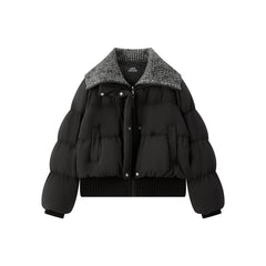 Women's Knit-Panel Short Oversized Down Jacket