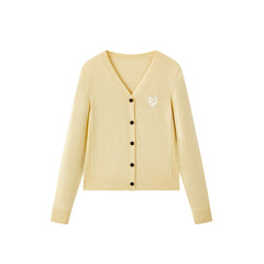 Women's Short V-Neck Embroidered Cardigan