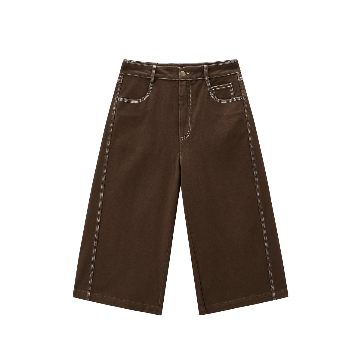 Women's Contrast-Stitched Straight-Leg Denim Shorts