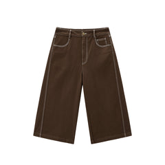 Women's Contrast-Stitched Straight-Leg Denim Shorts