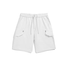 Men's Beige Utility Embroidered Cargo Shorts
