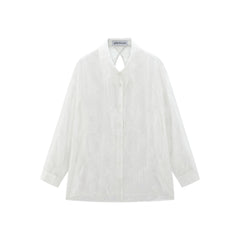 Women's Butterfly Flocked Sheer Shirtwith Back Cutout
