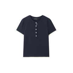 Women's Contrast Panel Henley T-Shirt