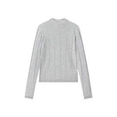 Women's Mock-Neck Vertical Jacquard Sweater