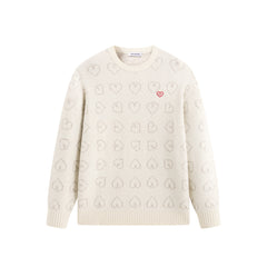 Men's Relaxed Allover Heart Jacquard Sweater
