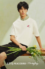 Men's Cotton T-Shirt with Cartoon Embroidery