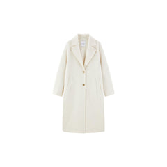 Women's Beige Straight Wool Coat