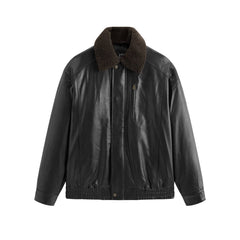 Men's PU Padded Jacket with Faux Fur Collar