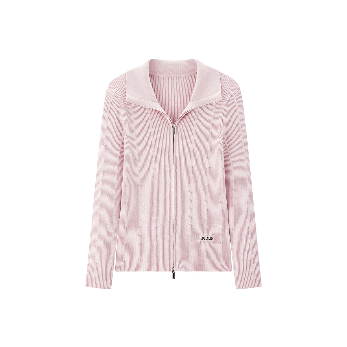 Women's Cable-Knit Collared Two-Way Zip Cardigan
