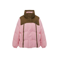 Women's Contrast Color Spliced Puffer Jacket