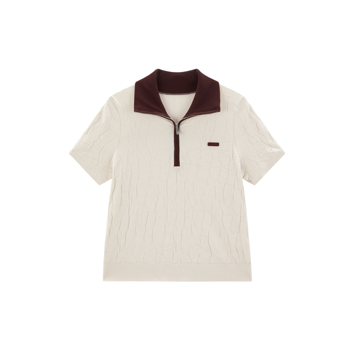 Women's Contrast Collar Jacquard Knit Top