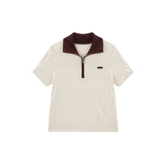 Women's Contrast Collar Jacquard Knit Top