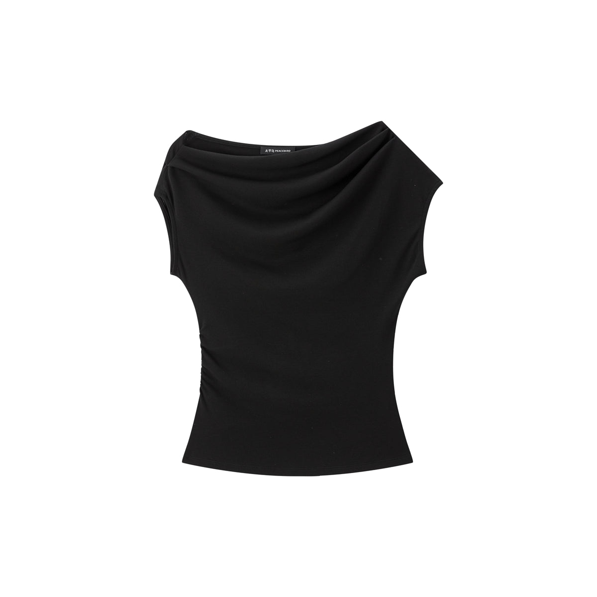 Women's Solid Drape-Neck Slim-Fit Tee
