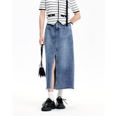 Women's Split Midi Denim Skirt