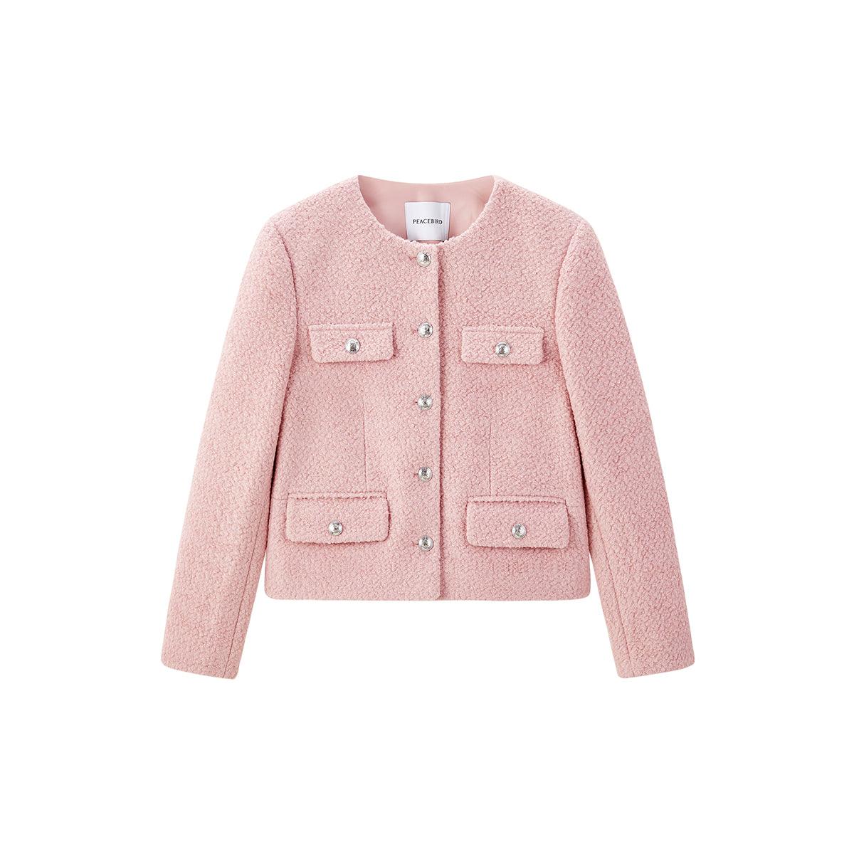 Women's Pink Pocket Texture Jacket