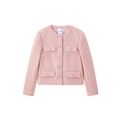 Women's Pink Pocket Texture Jacket