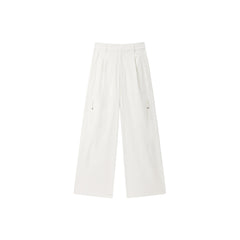 Women's White High Waist Wide Leg Pants