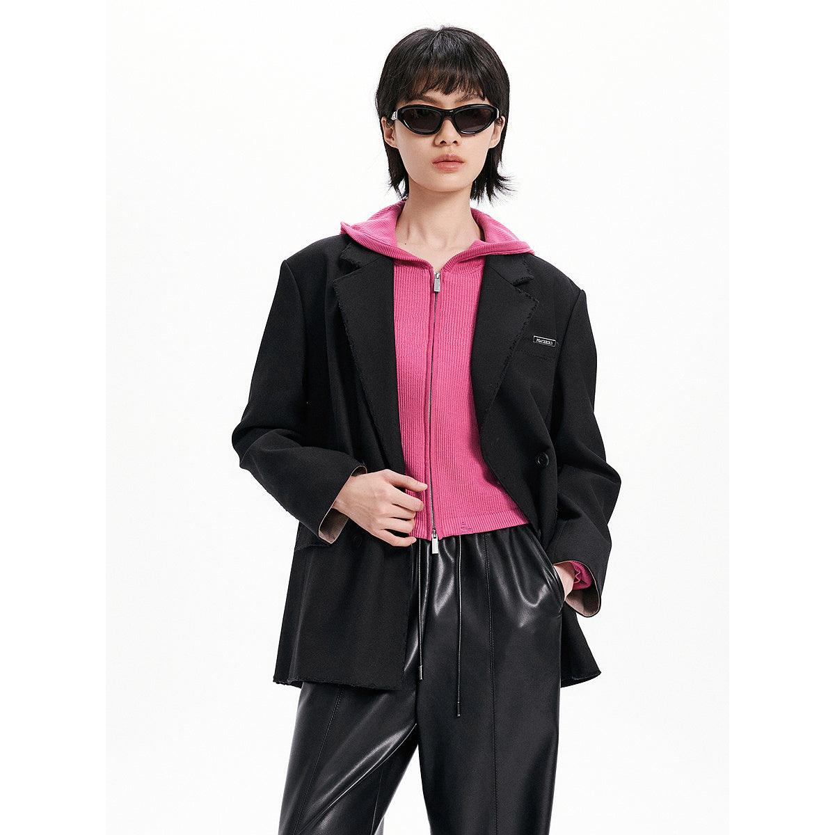 Women's Black Easy-care Raw Edge Blazer