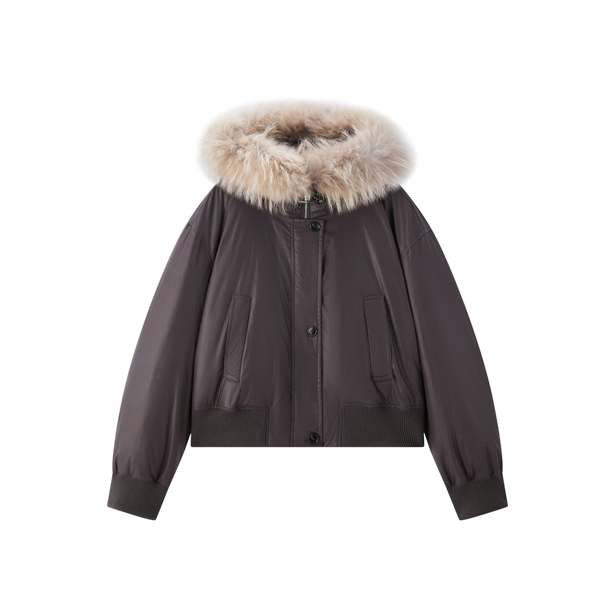 Women's Down Jacket with Detachable Raccoon Fur Collar