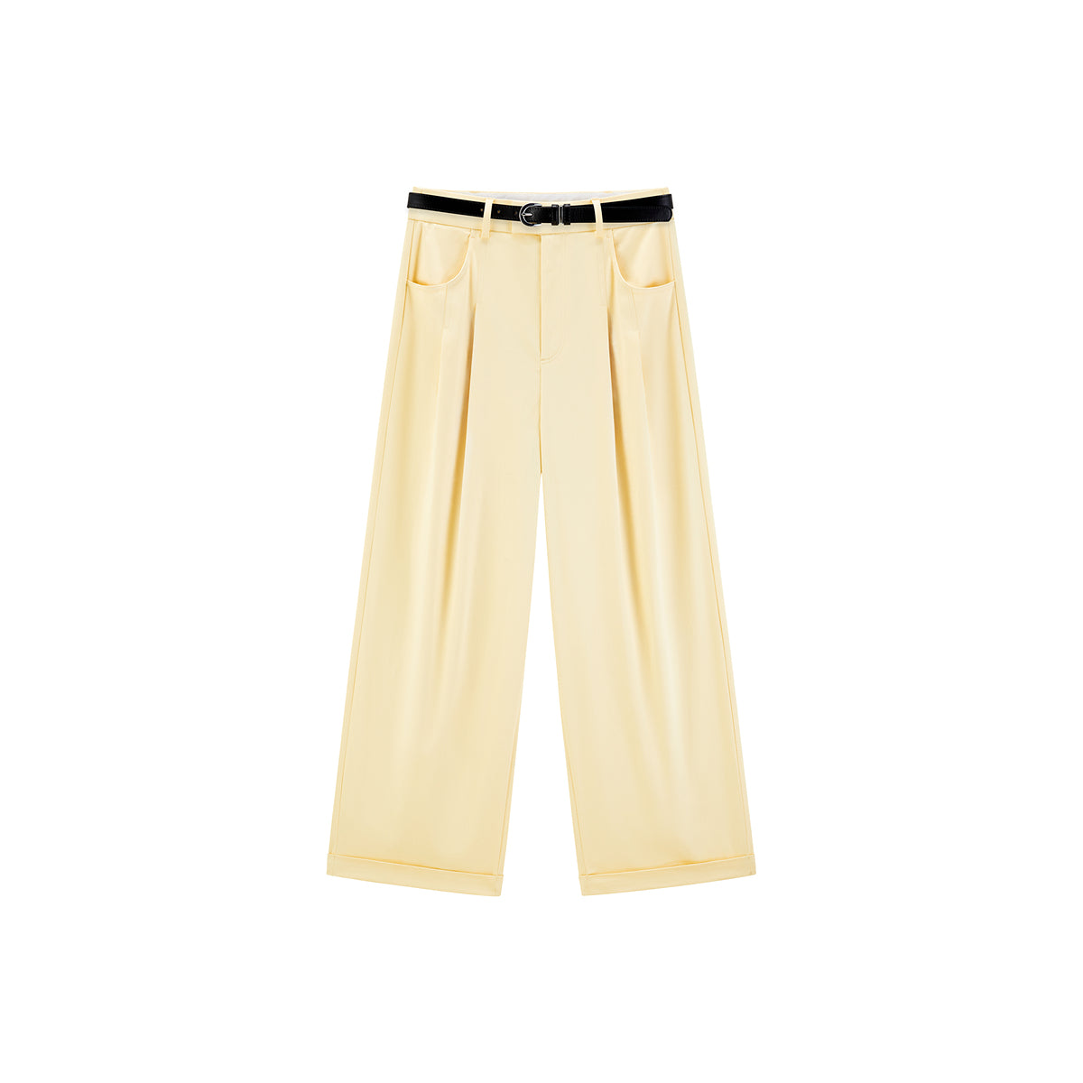 Women's Oveasized Straight Pants with Belt