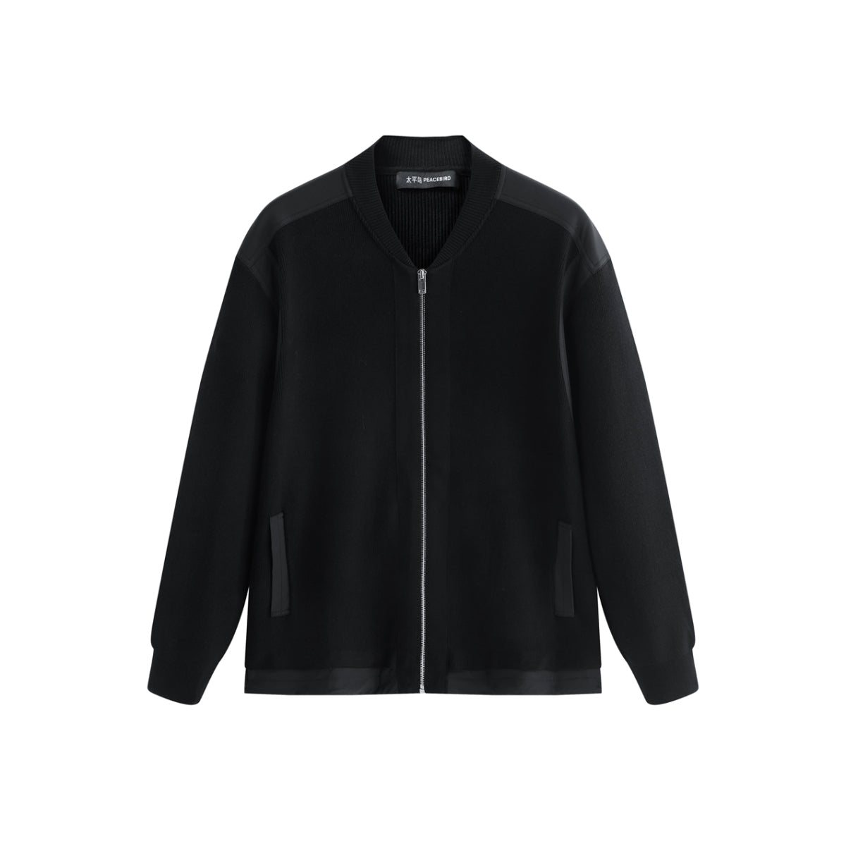 Men's Mixed-Fabric Panel Knit Cardigan