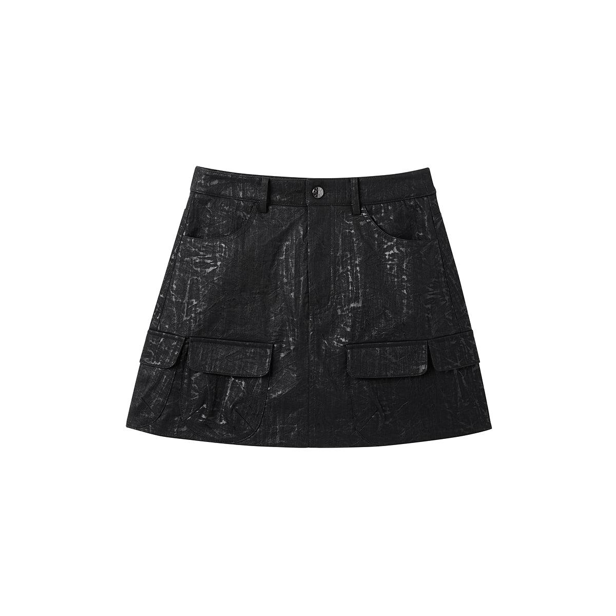 Women's Textured PU Skirt