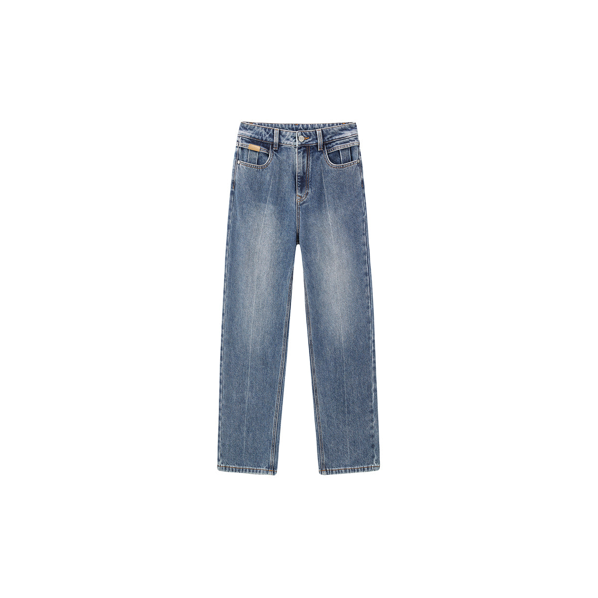 Women's Blue Bleached High Waist Straight Jeans