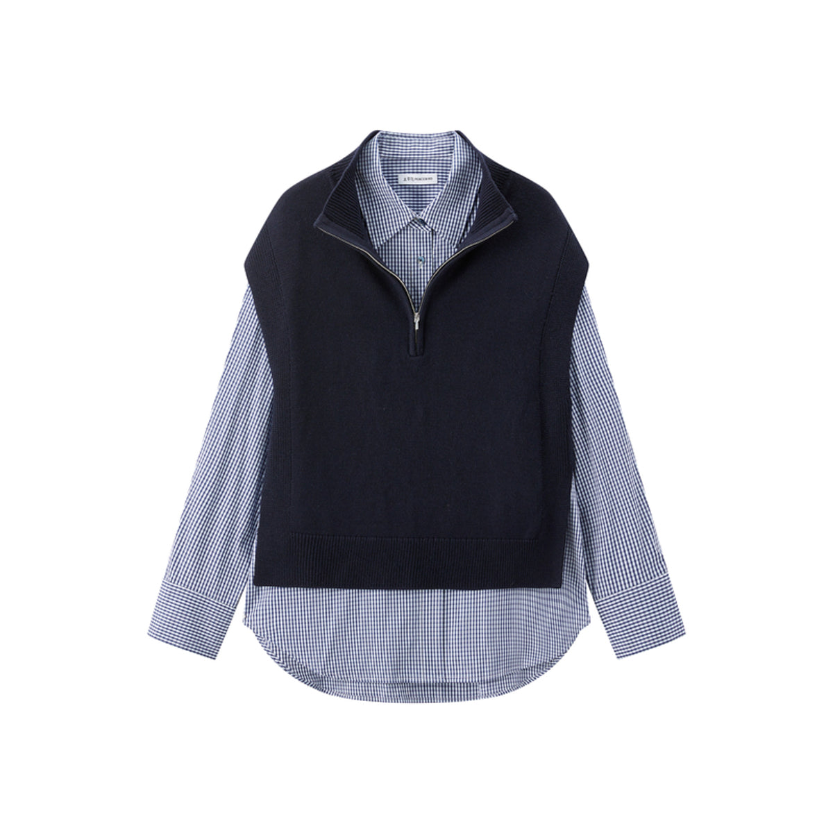 Women's Knit Vest and Plaid Shirt Two-Piece Set